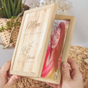 wood book personalised photo frame